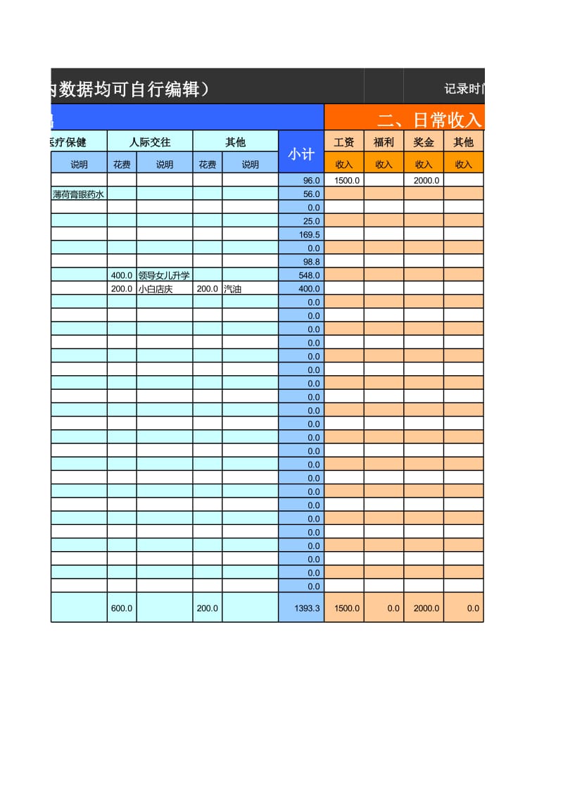 2012最新个人记账表(可无限使用).xls_第2页