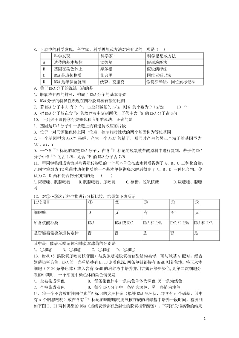 吉林省辽源市2016_2017学年高一生物下学期第二次月考试题201708080365.wps_第2页