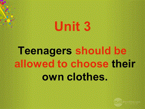 山东省青岛市城阳区第七中学九年级英语全册 Unit 3 Teenagers should be allowed to choose their own clothes课件 人教新目标版.ppt