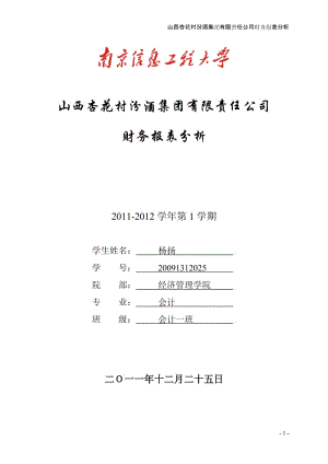 山西杏花村汾酒集团有限责任公司2010年财务分析报告.doc