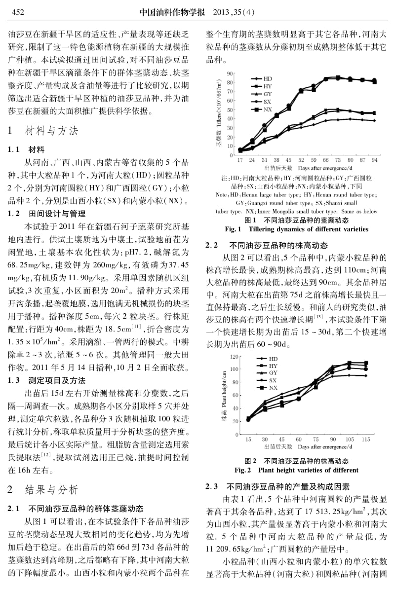 不同油莎豆品种在新疆干旱气候区的产量表现与品质差异.pdf_第2页