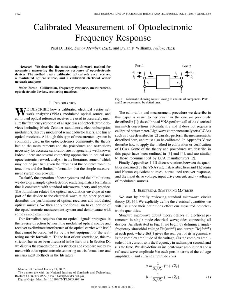 Calibrated measurement of optoelectronic frequency response.pdf_第1页