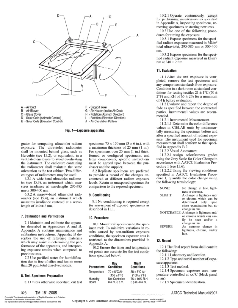 AATCC 181-2005 高温耐光色牢度：可控日光温度和湿度仪法.pdf_第2页