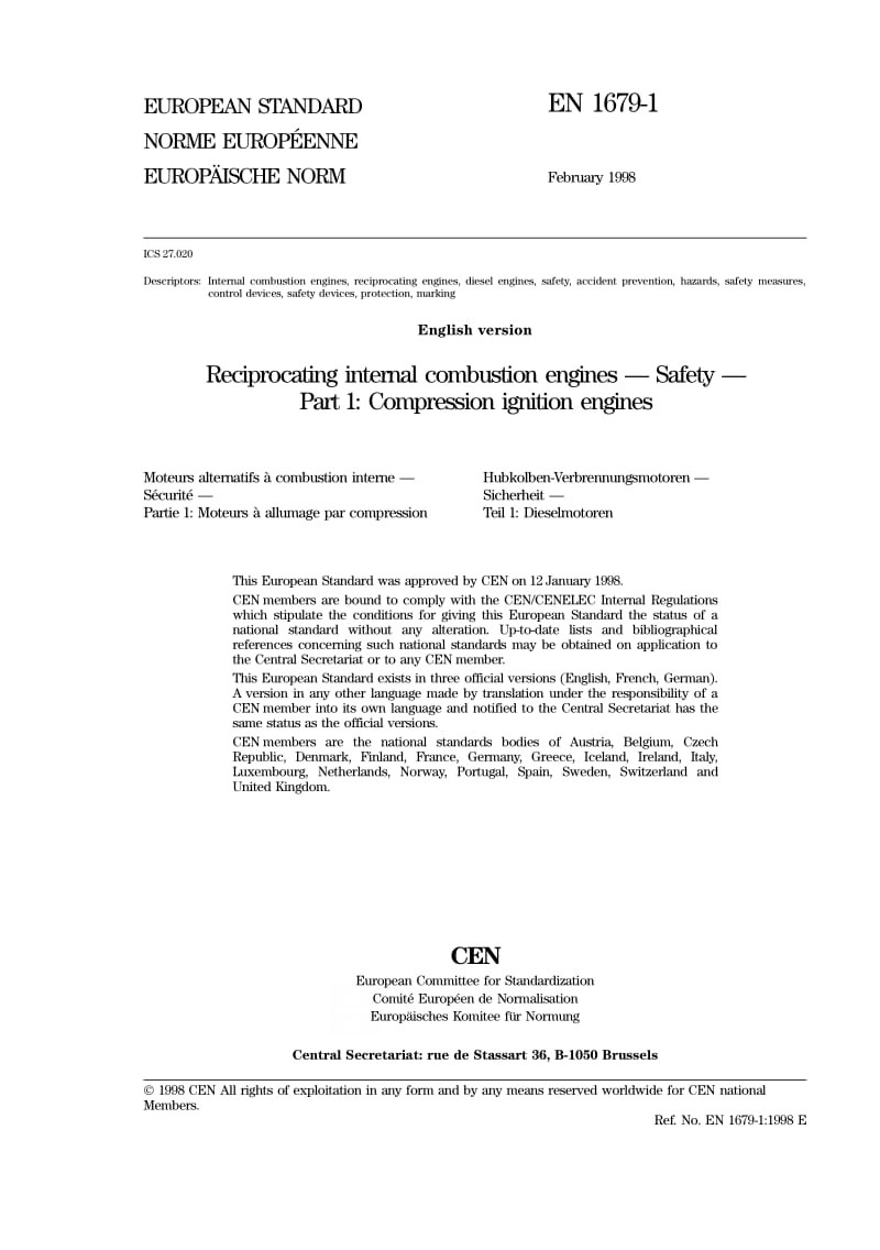 BS EN 1679-1-1998 往复式发动机.安全.压燃式发动机.pdf_第3页