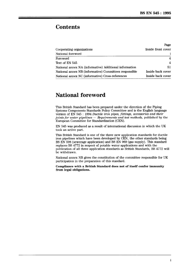 BS EN 545-1995 Ductile iron pipes, fittings, accessories and their joints for water pipelines. Requirements and test methods.pdf_第3页