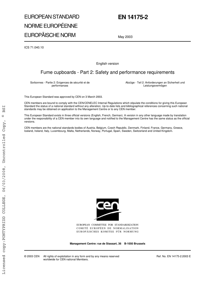BS EN 14175-2-2003 Fume cupboards. Safety and performance requirements.pdf_第3页