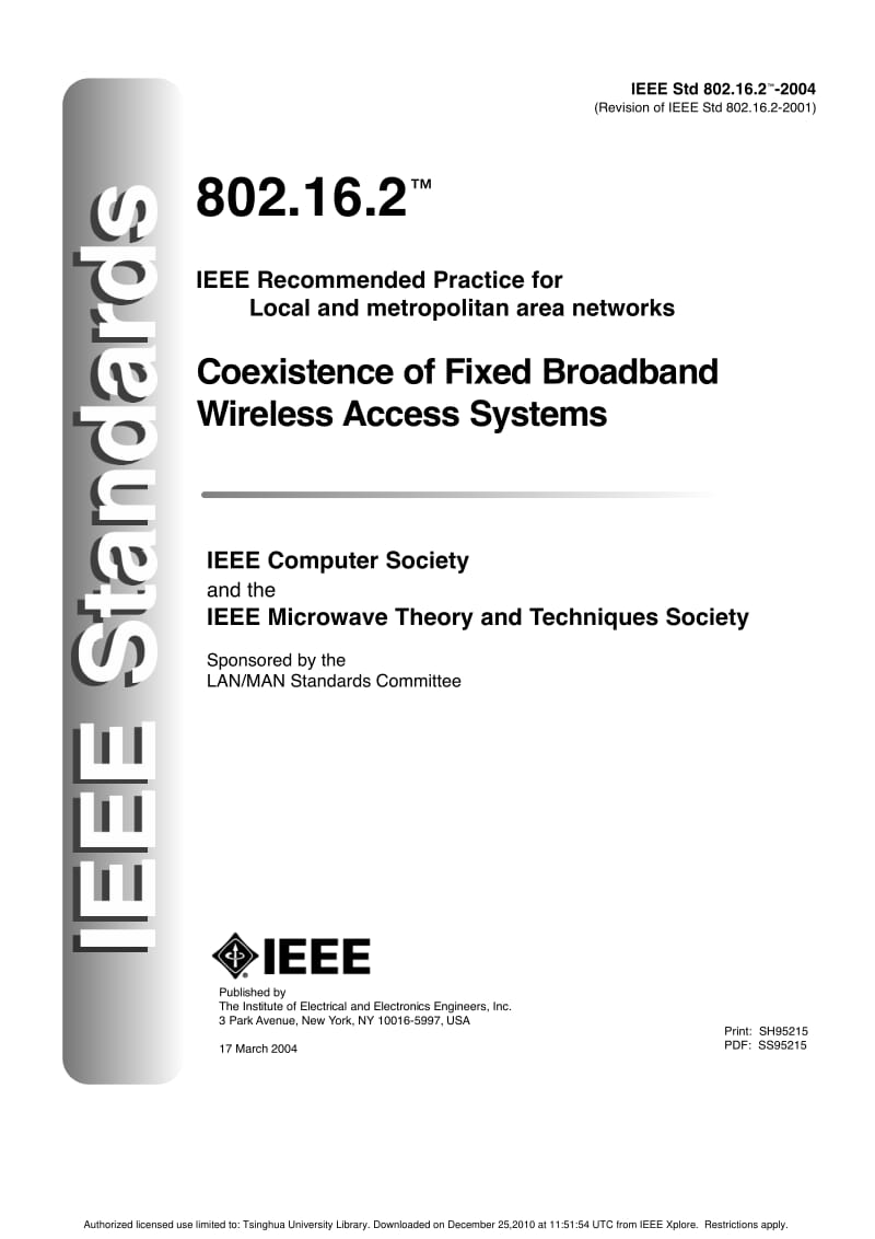 IEEE Std 802.16.2-2004 IEEE Recommended Practice for Local and Metropolitan Area Networks. Coexistence of Fixed Broadband Wireless Access Systems.pdf_第1页