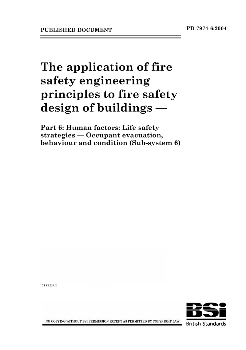 BS PD 7974-6-2004 建筑物设计消防安全工程原则应用—人因素—生命安全战略.pdf_第1页