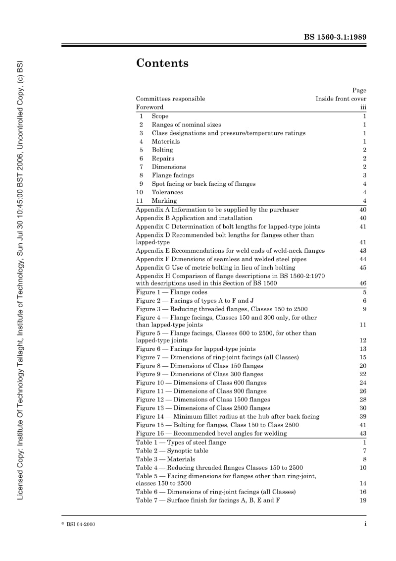 BS 1560-3.1-1989 管道 阀门和管件用圆法兰(特定类别).钢、铸铁和铜合金法兰 第1节 钢法兰规范.pdf_第3页