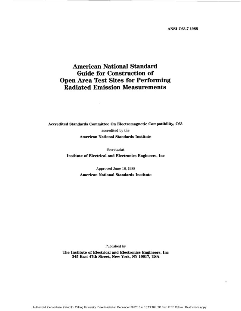 ANSI Std C63.7-1988 American National Standard Guide for Construction of Open Area Test Sites for Performing Radiated Emission Measurements.pdf_第3页
