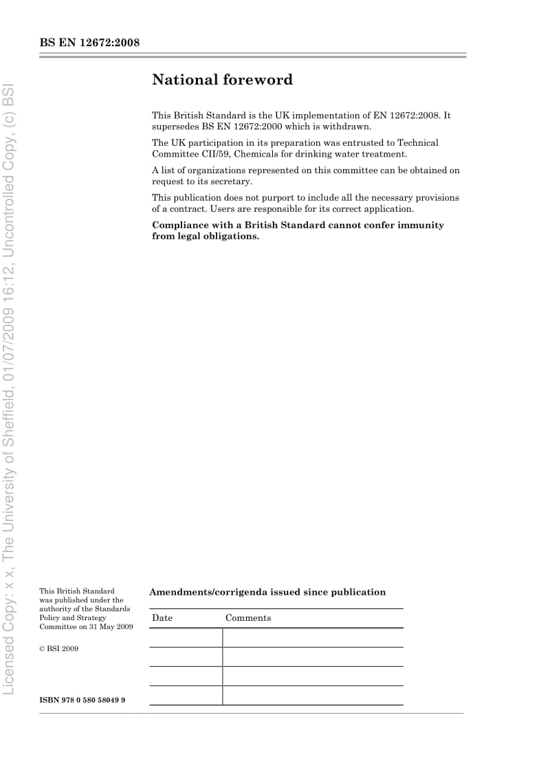 BS EN 12672-2008 Chemicals used for treatment of water intended for human consumption — Potassium permanganate1.pdf_第2页