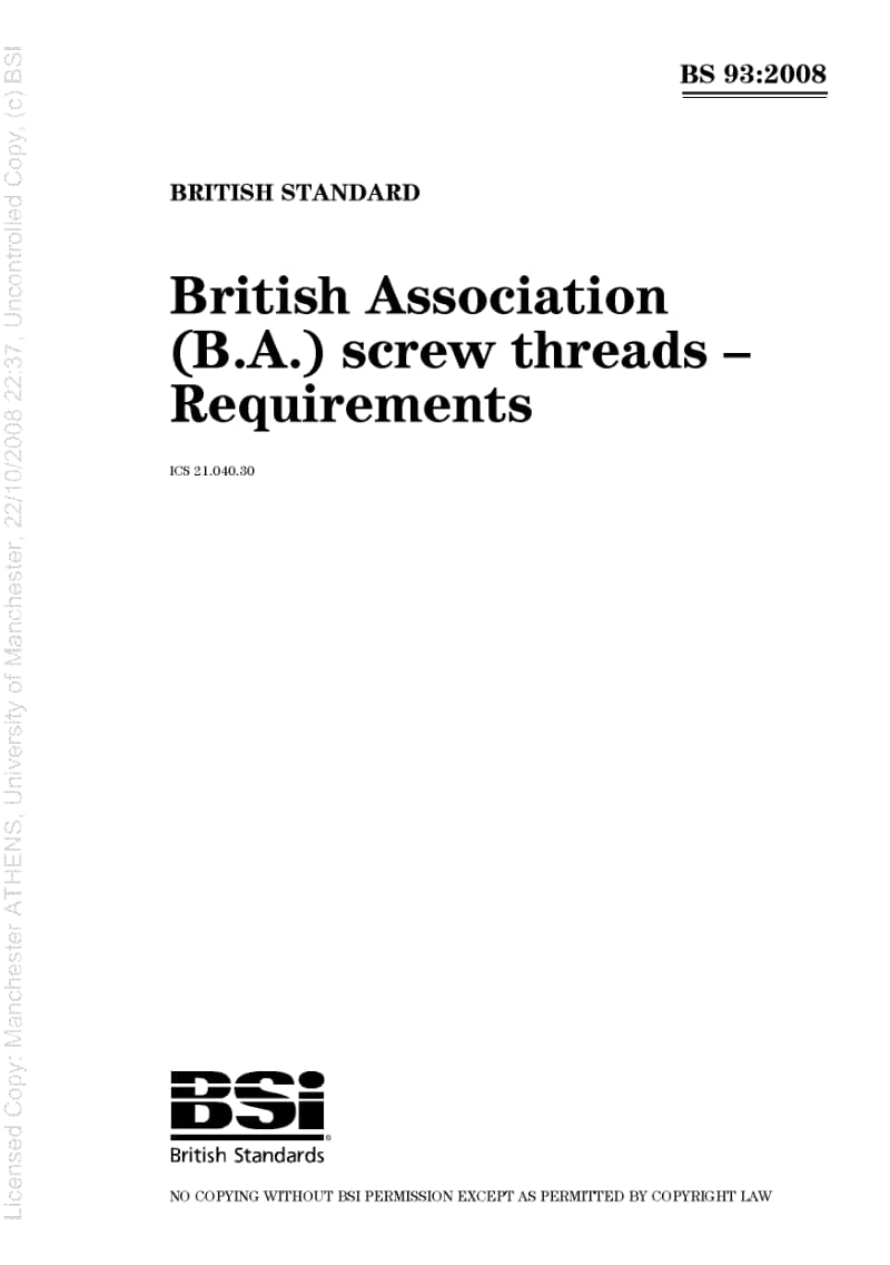 BS 93-2008 英国协会(B.A.)螺纹.要求.pdf_第1页