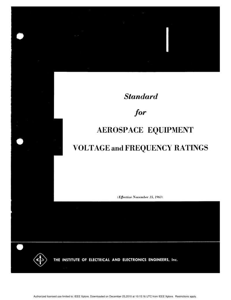 IEEE Std No.127 AIEE Standard for Aerospace Equipment Voltage and Frequency Ratings.pdf_第1页