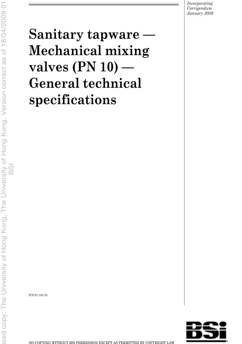 BS EN 817-2008 Sanitary tapware. Mechanical mixing valves (PN 10). General technical specifications1.pdf_第1页