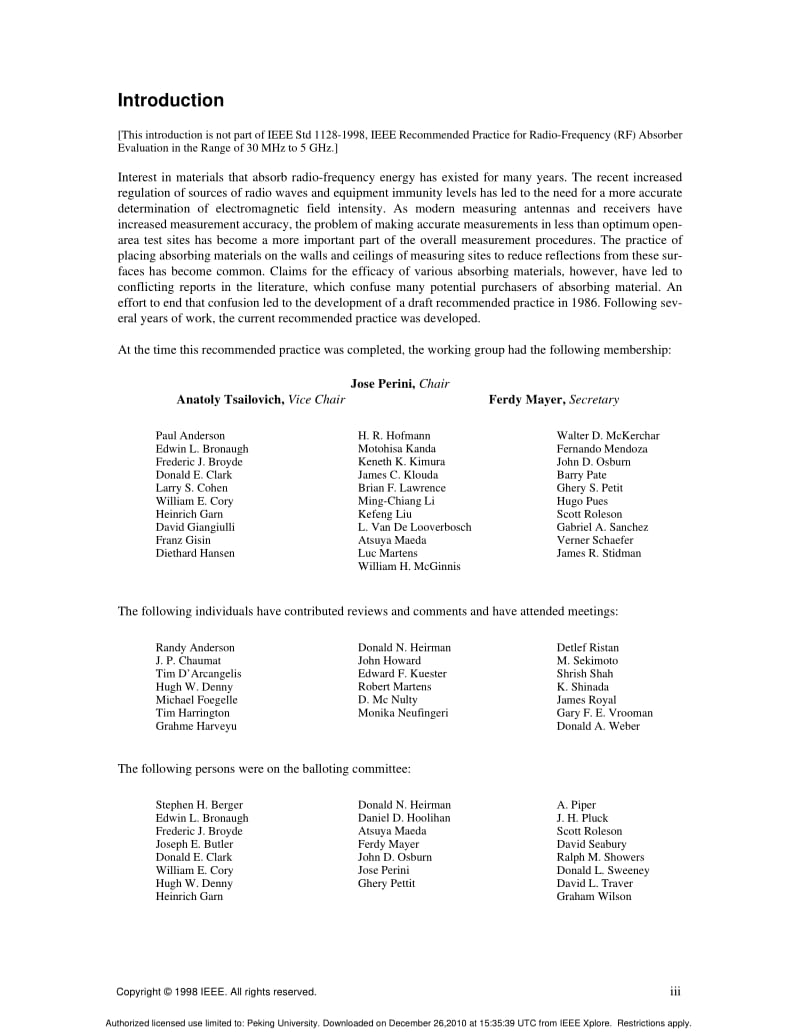 IEEE Std 1128-1998 IEEE Recommended Practice for Radio-Frequency (RF) Absorber Evaluation in the Range of 30 MHz to 5 GHz.pdf_第3页