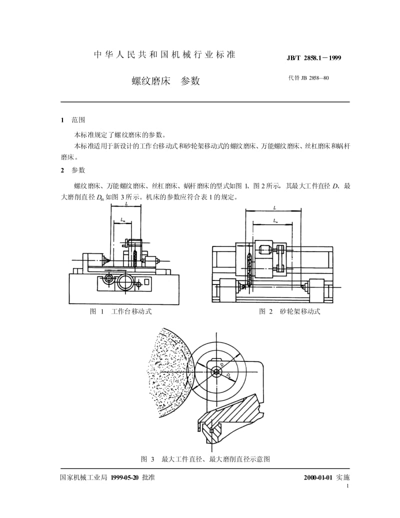 JB-T 2858.1-1999 螺纹磨床 参数.pdf.pdf_第3页