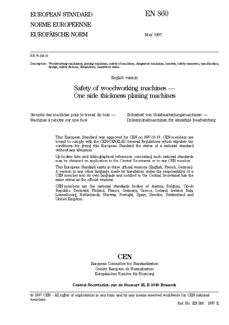 BS EN 860-1997 木工机械的安全.单面去厚度刨床.pdf_第3页