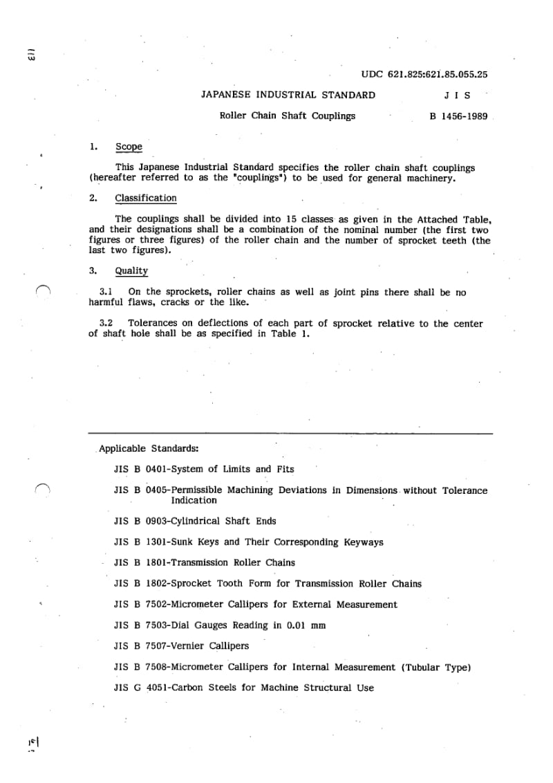 JIS B1456-1989 英文版 Roller Chain Shaft Couplings.pdf_第3页