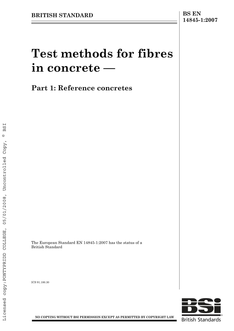 BS EN 14845-1-2007 Test methods for fibres in concrete. Reference concretes.pdf_第1页