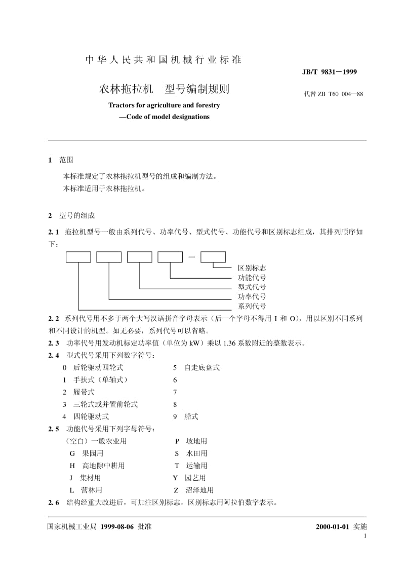 JB-T 9831-1999 农林拖拉机 型号编制规则.pdf.pdf_第3页