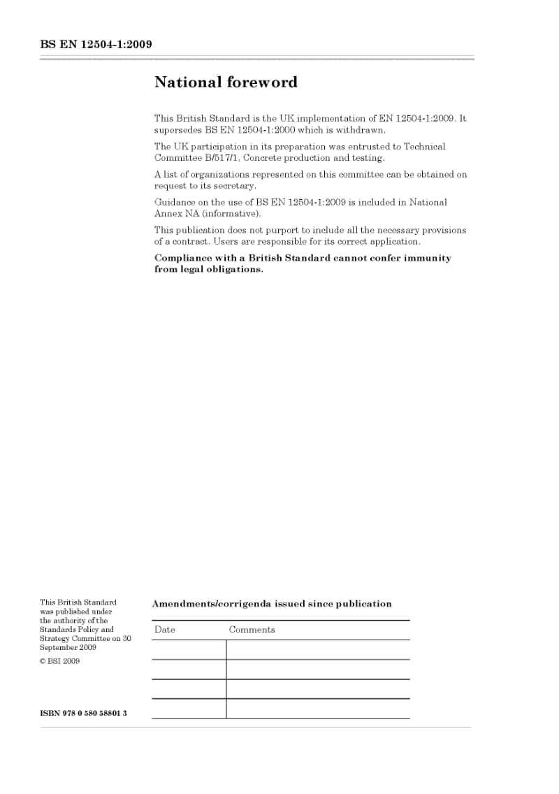 BS EN 12504-1-2009 结构用混凝土试验.空心试样.压缩试样的取样,检验和试验.pdf_第2页