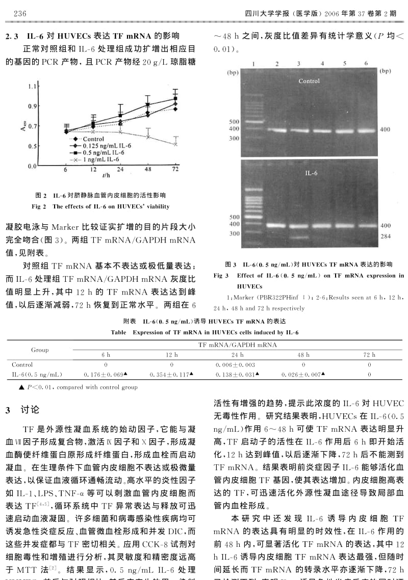 IL6对血管内皮细胞活性及TF MRNA表达的影响.pdf_第3页