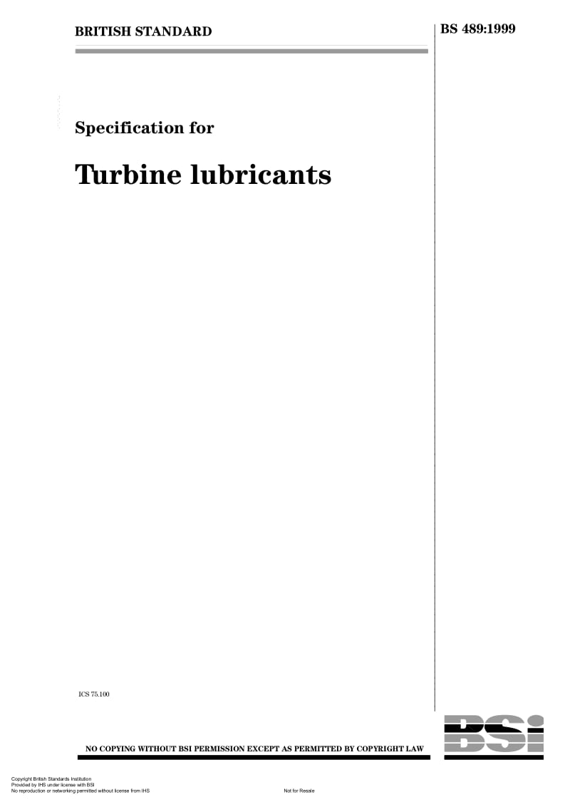 BS 489-1999 Specification for Turbine lubricants.pdf_第1页