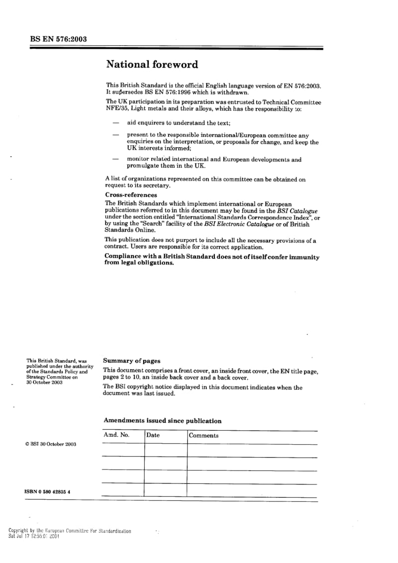 BS EN 576-2003 Aluminium and aluminium alloys-Unalloyed aluminum ingots for remelting-Specifications.pdf_第2页