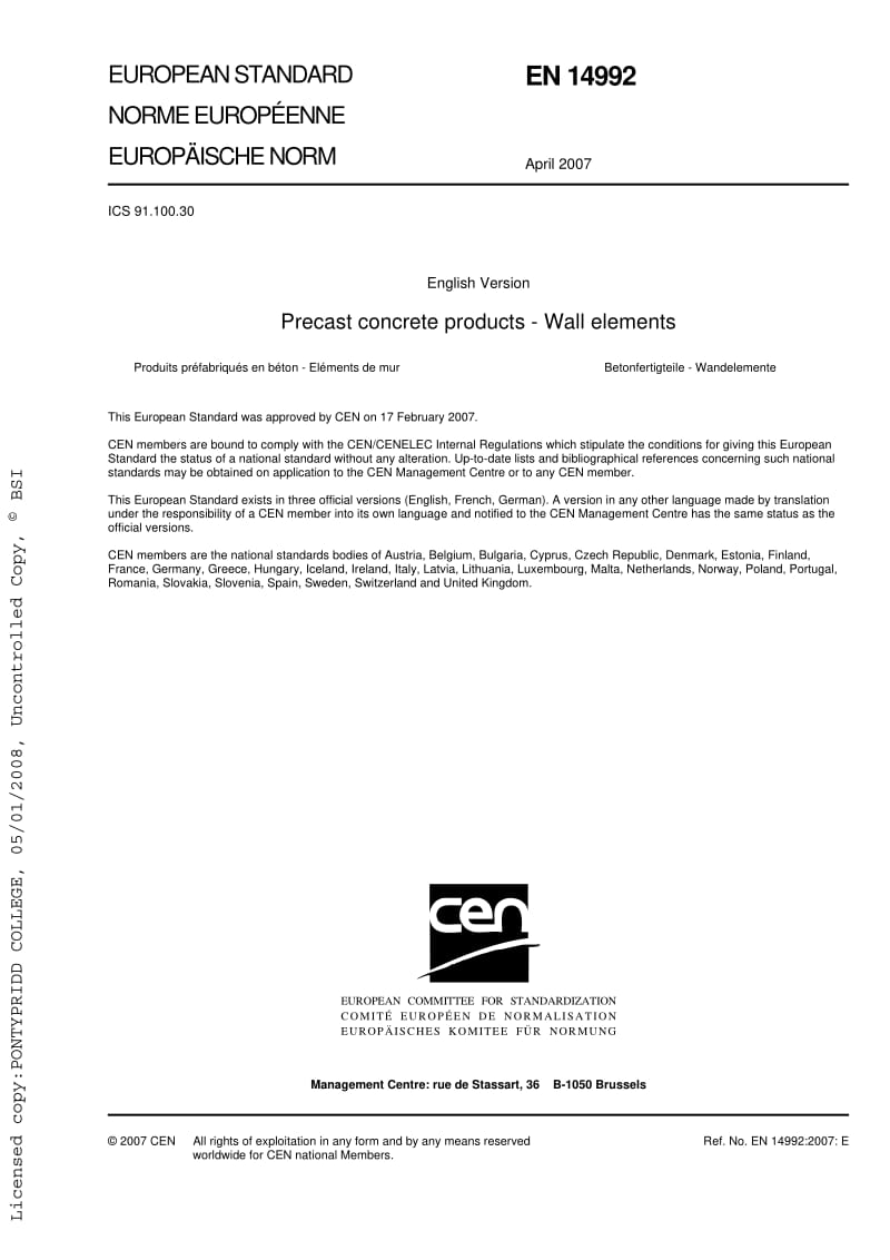 BS EN 14992-2007 Precast concrete products — Wall elements.pdf_第3页
