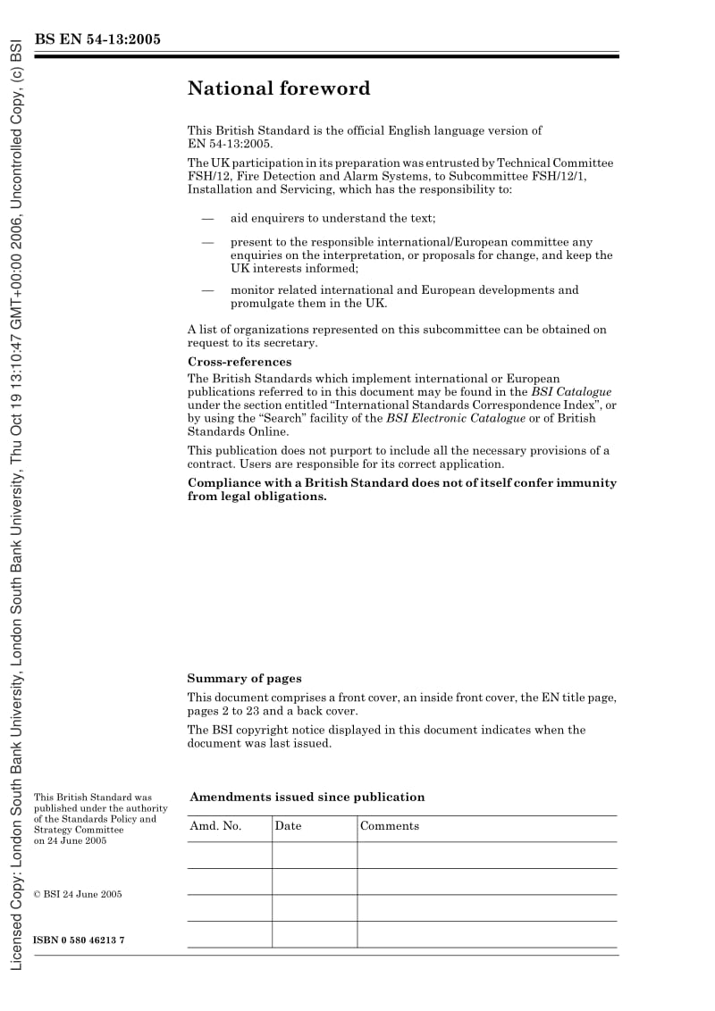 BS EN 54-13-2005 Fire detection and fire alarm systems — Part 13 Compatibility assessment of system components.pdf_第2页