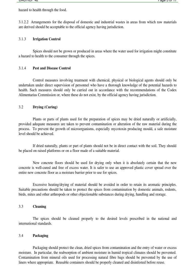 CACRCP 42-1995 CODE OF HYGIENIC PRACTICE FOR SPICES AND DRIED AROMATICPLANTS.pdf_第3页