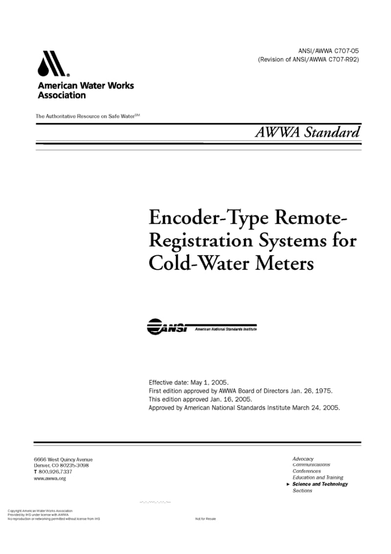 ANSI AWWA C707-2005 冷水表用编码器式遥控读数系统.pdf_第1页