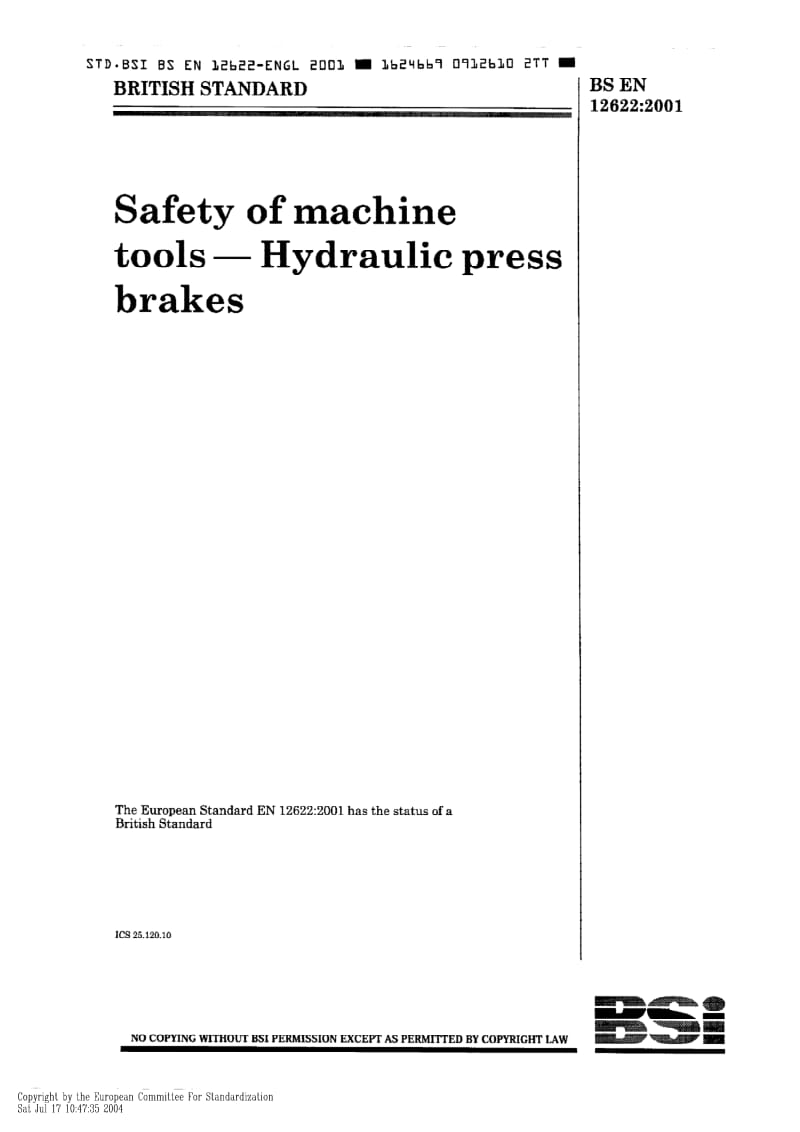 BS EN 12622-2001机床.机床安全性.液压制动器.pdf_第1页