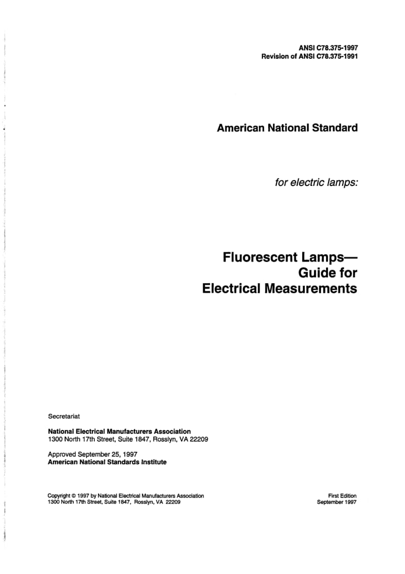 ANSI C78.375-1997 荧光灯 电气测量指南.pdf_第1页