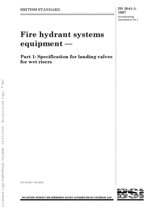 BS 5041-1-1987 消防栓系统设备.第1部分湿式水嘴接地阀规范.pdf