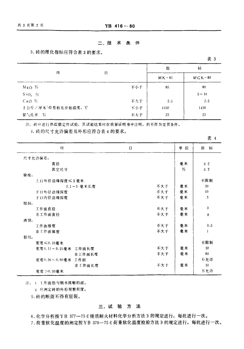 58261镁质及镁硅质铸口砖 标准 YB 416-1980.pdf_第3页