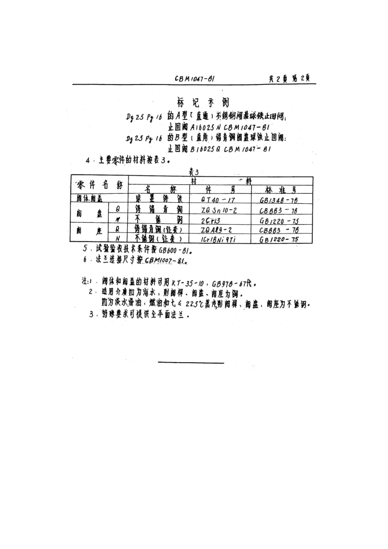 63498 16kgf cm2法兰球铁止回阀 标准 CBM 1047-1981.pdf_第2页