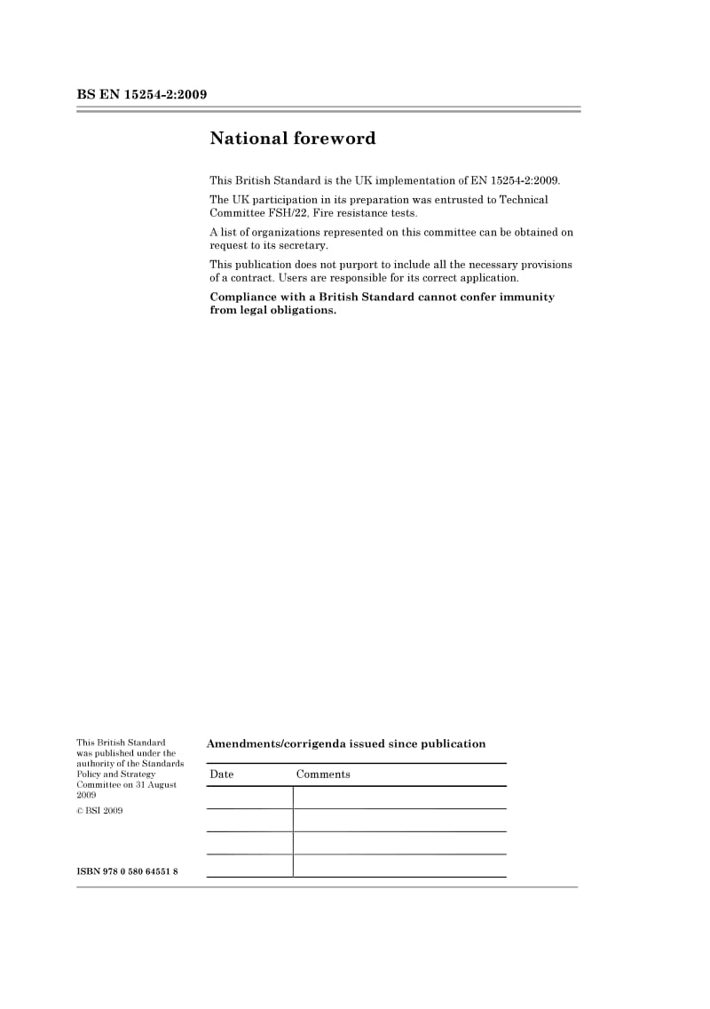 BS EN 15254-2-2009 耐火测试结果的扩展应用.非承重墙.砌体和石膏砌块.pdf_第2页