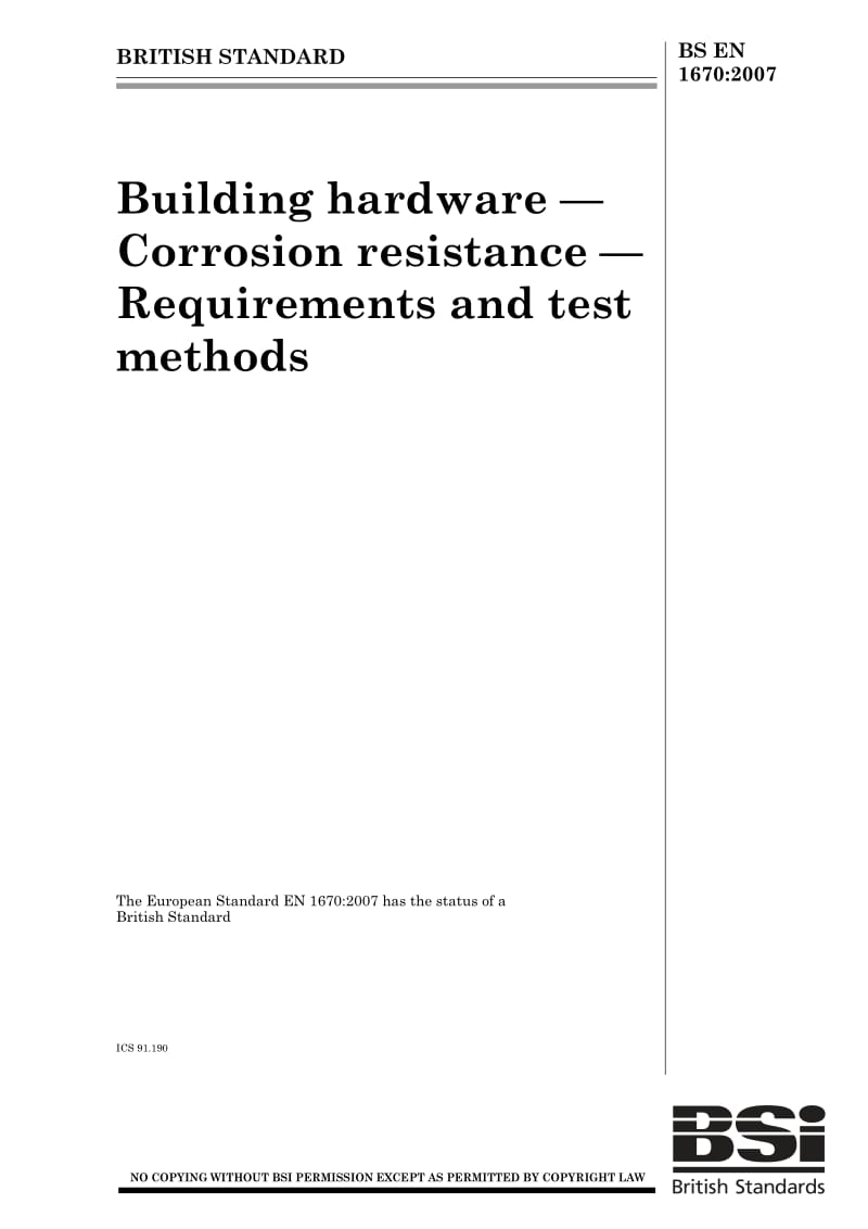 BS EN 1670-2007 建筑五金腐蚀抗性要求和测试方法.pdf_第1页