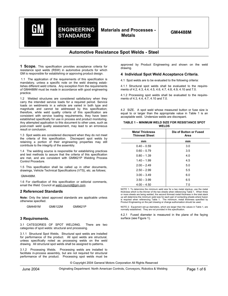 GM4488M Automotive Resistance Spot Welds - Steel.pdf_第1页
