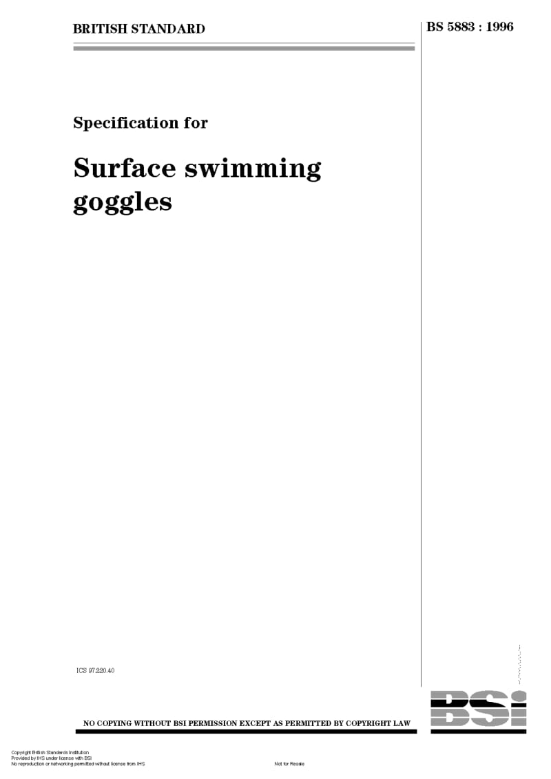 BS 5883-1996 Surface swimming goggles.pdf_第1页