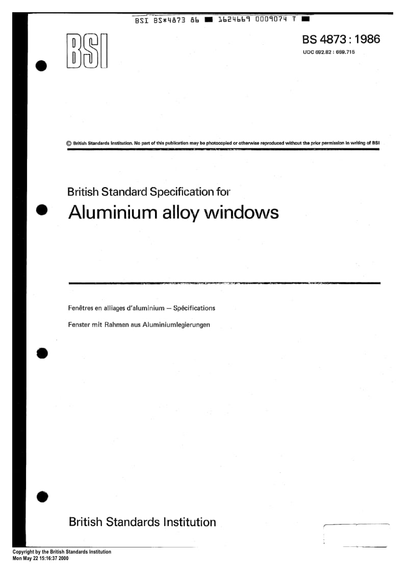 BS 4873-1986 Specification for aluminium alloy windows1.pdf_第1页
