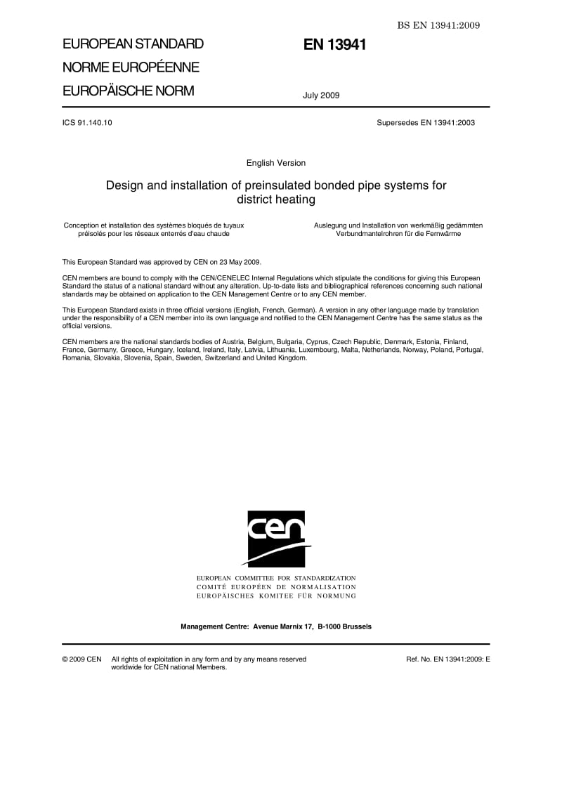 BS EN 13941-2009 design and installation of preinsulated bonded pipe systems for district heating.pdf_第3页