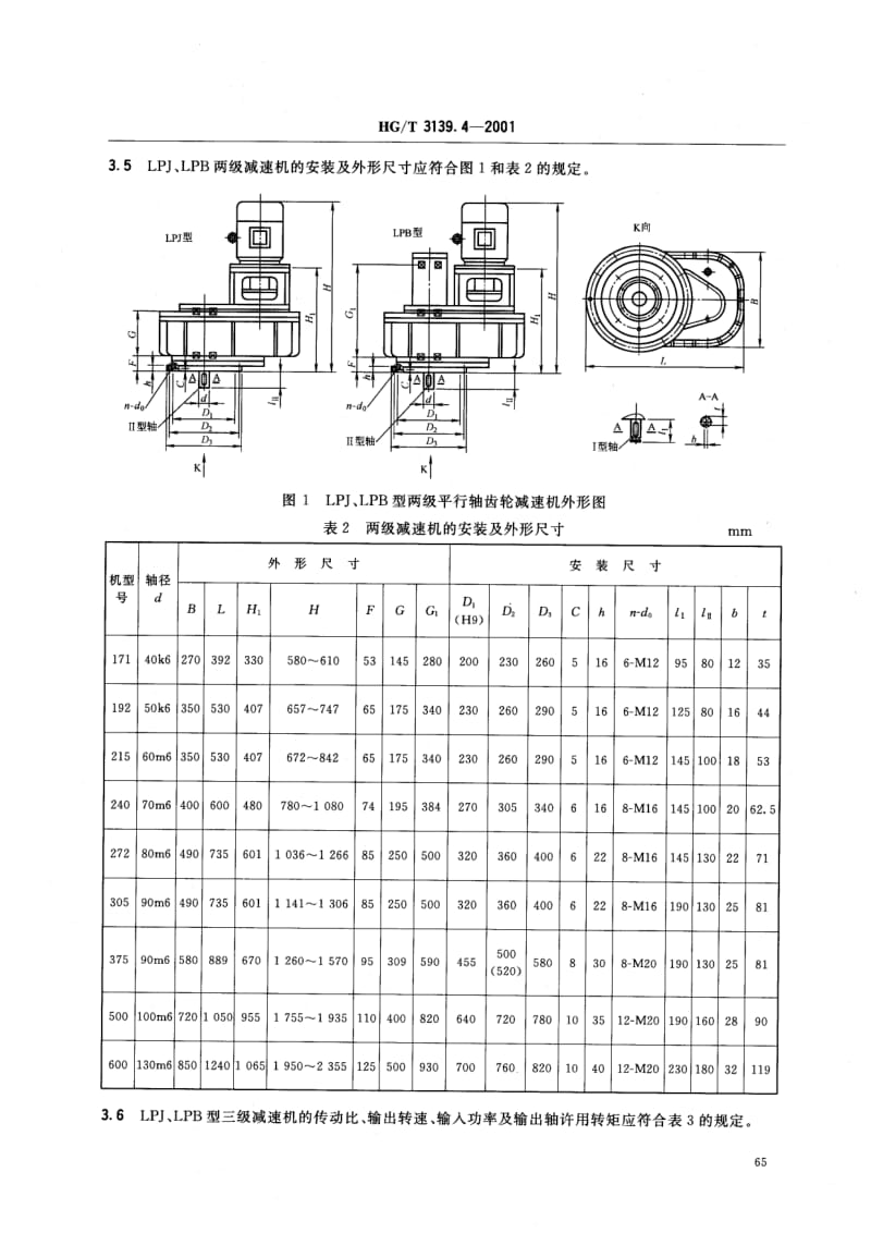 HG-T 3139.4-2001 釜用立式减速机 LPJ系列圆柱齿轮减速机.pdf.pdf_第3页