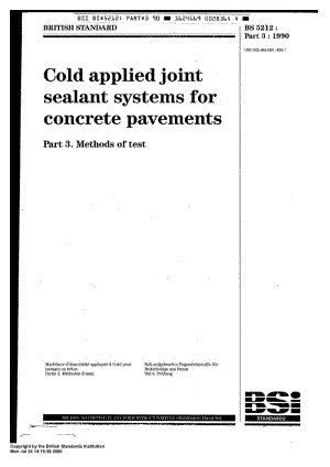 BS 5212-3-1990 Cold applied joint sealant systems for concrete pavements part 3. Methods of test.pdf