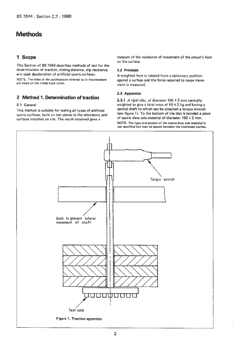 BS 7044-2-2-1990 Artificial Sports Surfaces Part 2 Methods of Test Section 2.2 Methods for Determination of PersonSurface Interaction Surfaces de sport.pdf_第3页