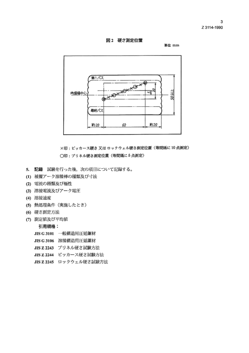 JIS Z3114-1990 熔敷金属硬度试验方法.pdf_第3页