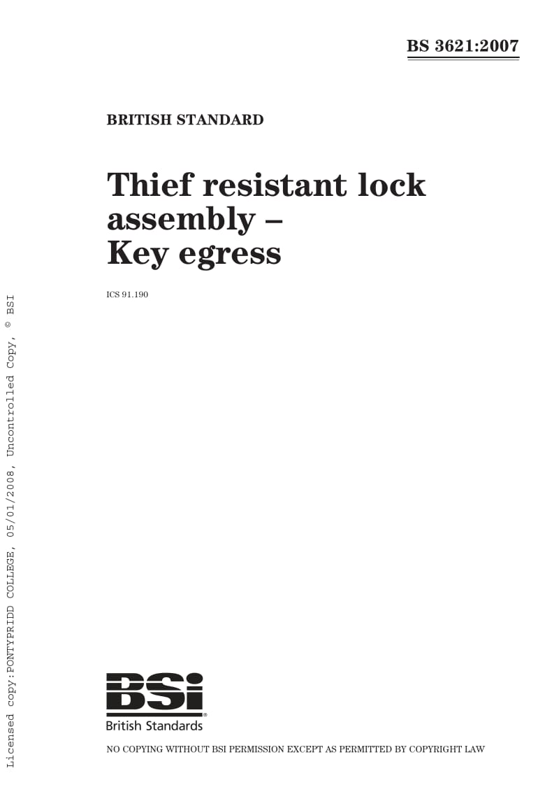 BS 3621-2007 Thief resistant lock assembly – Key egress1.pdf_第1页
