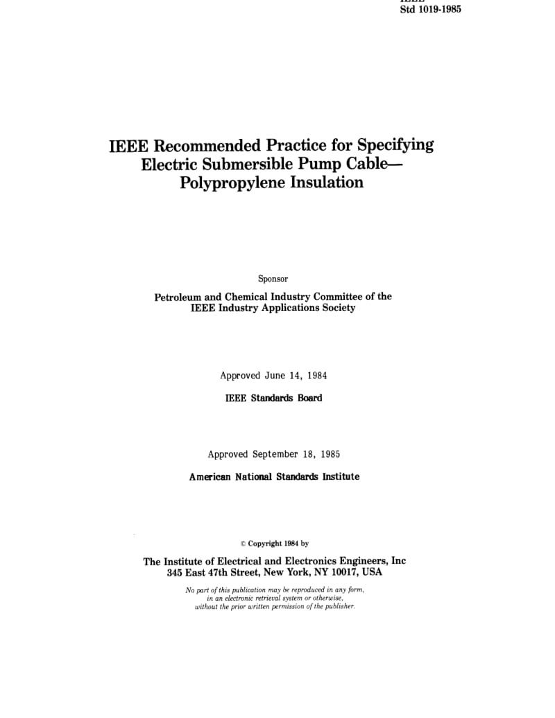 IEEE Std 1019-1985 IEEE Recommended Practice for Specifying Electric Submersible Pump Cable- Polypropylene Insulation.pdf_第3页