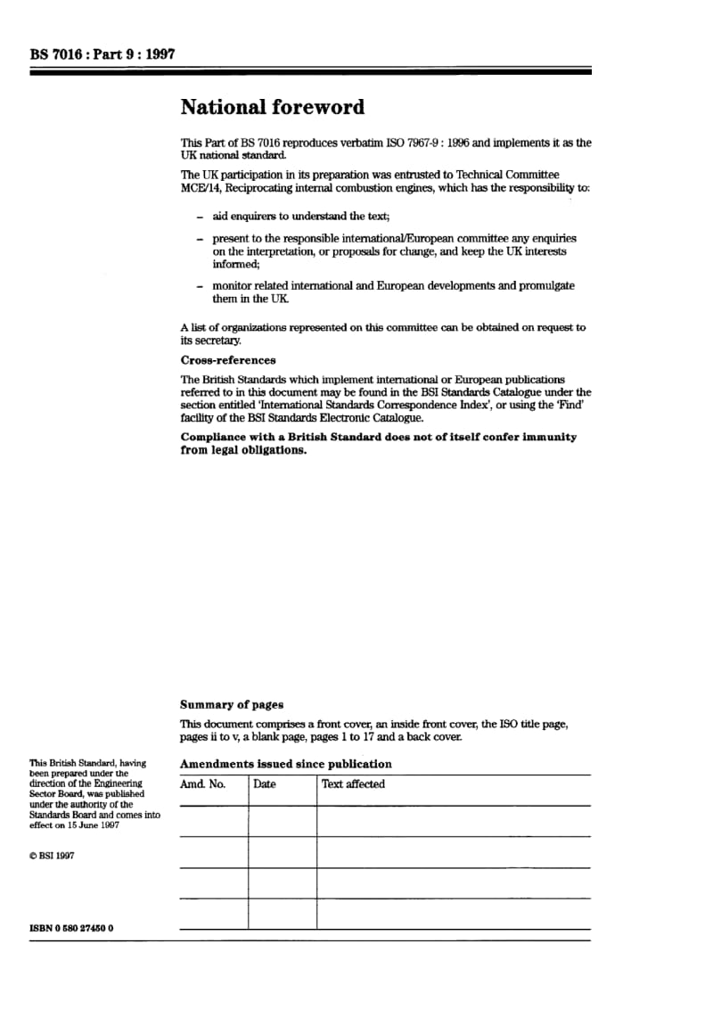 BS 7016-9-1997 往复式内燃机的元件和系统.控制和监测系统.pdf_第2页